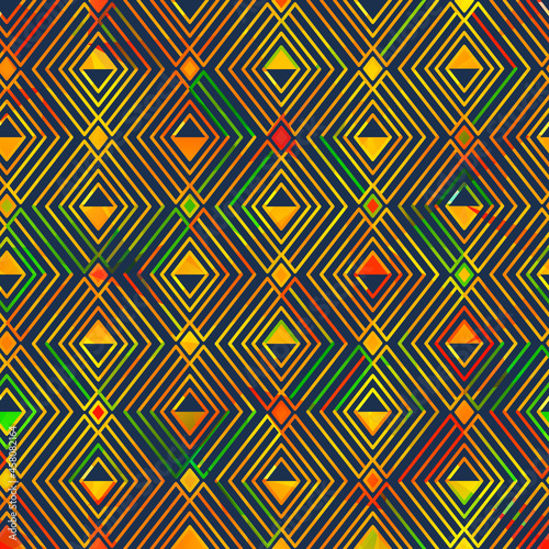Yellow geometric seamless pattern.