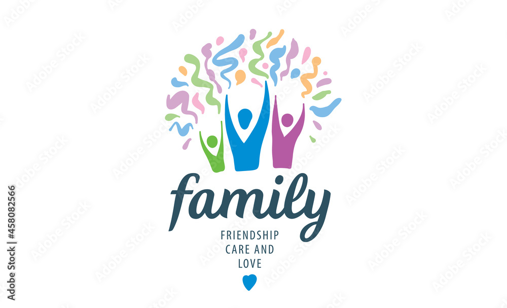 Drawn abstract family logo on a white background Drawn abstract family logo on a white background