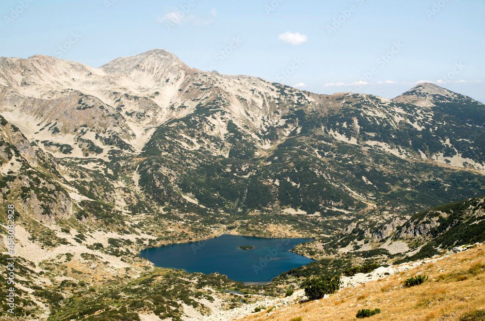 View from Jano peak to Popovo lake and mount Polejan in Pirin National Park, Bulgaria