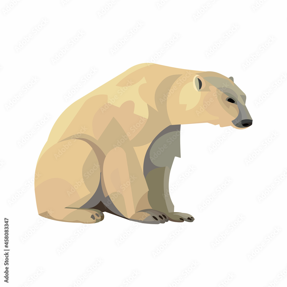Fototapeta premium Huge white polar arctic bear sits on the snow in winter