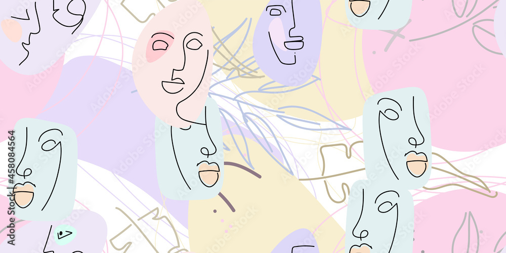 Face line pattern. Minimal art one line drawing. Face line pattern. Minimal art one line drawing.