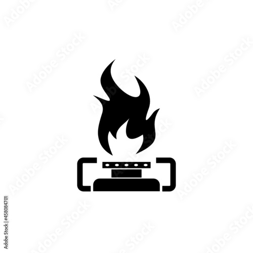 Kitchen gas stove flat icon isolated on white background