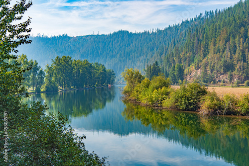 Travel on the Saint Joe River Scenic Byway in Idaho – Landscape of the Saint Joe River Near Cedar Point in Benewah County Idaho-4