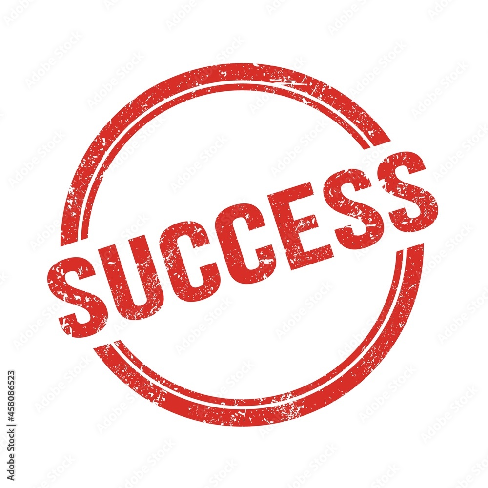SUCCESS text written on red grungy round stamp. SUCCESS text written on red grungy round stamp.