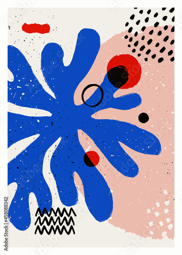 Abstract art vector poster. Vintage abstract Matisse inspired print for wall ...