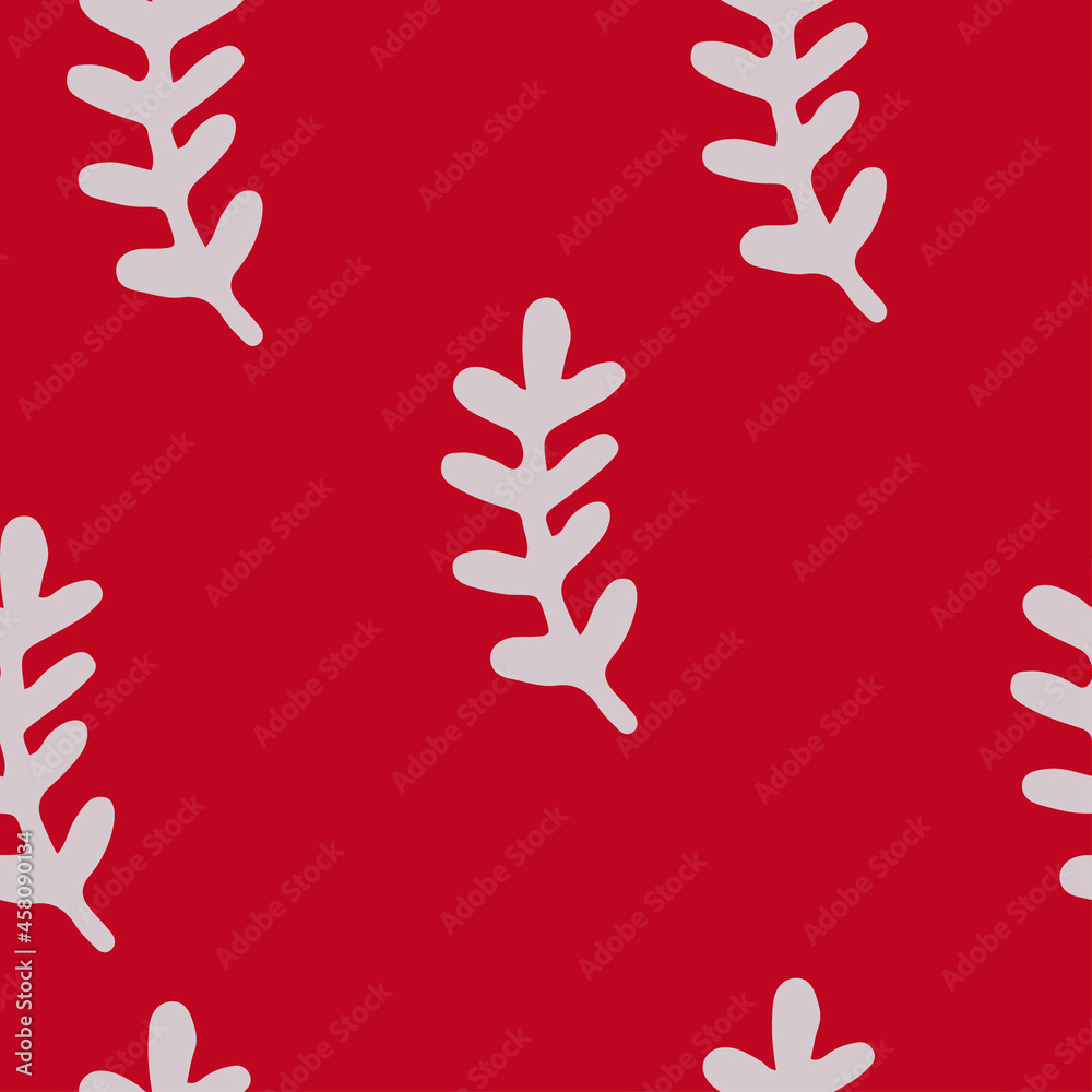 Fototapeta premium grey and red fall leaves seamless pattern
