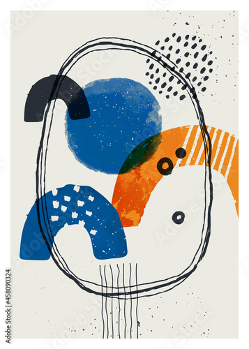 Abstract art vector poster. Vintage abstract geometric print for wall decorat...