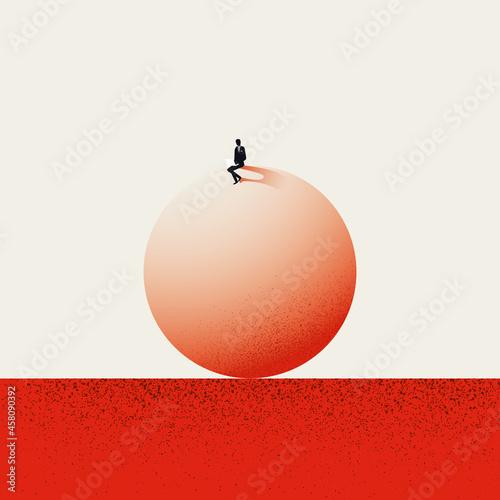 Business concentration, balance, equilibrium vector concept. Symbol of hard work, professional. Minimal illustration.