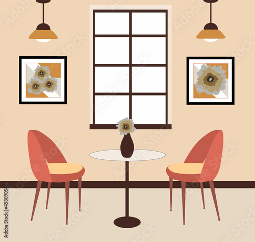vector image of a living room with chairs and a table