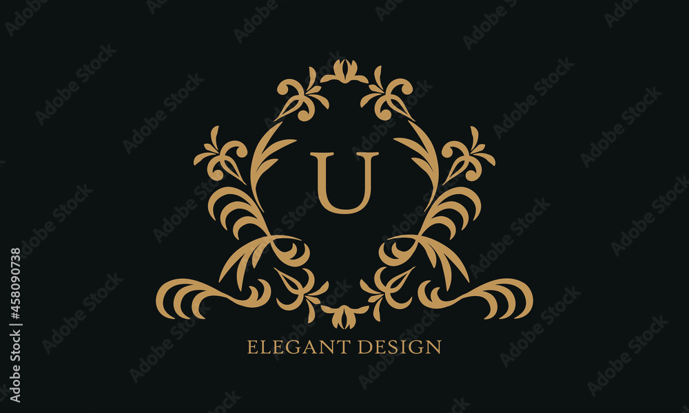 Design of an elegant company sign, monogram template with the letter U. Logo for cafe, bar, restaurant, invitation, wedding. Design of an elegant company sign, monogram template with the letter U. Logo for cafe, bar, restaurant, invitation, wedding.