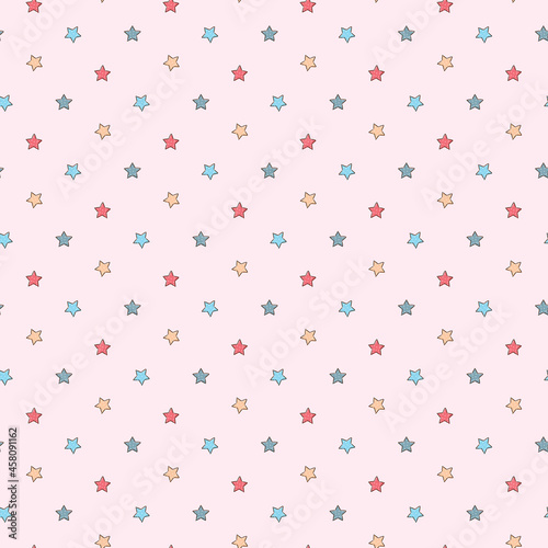 Seamless Pattern with Star Design on Light Pink Background
