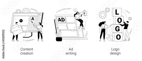 Digital marketing copywriting abstract concept vector illustrations.