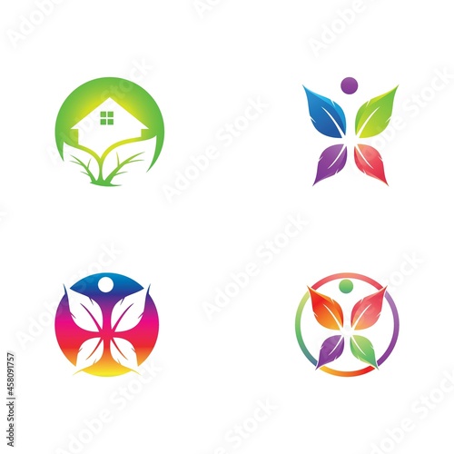 Logos of green Tree leaf ecology