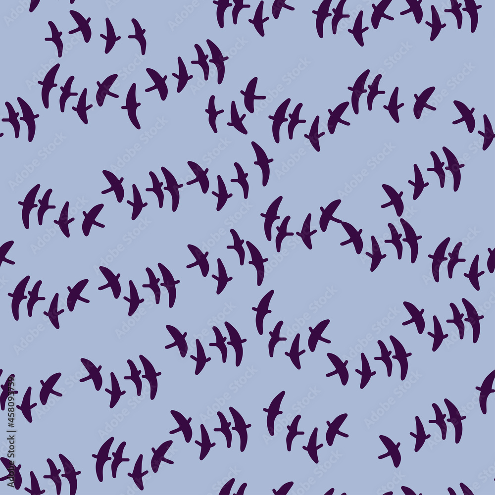 Seamless vector pattern with flying birds. Wallpaper, scrapbooking, textie and other surface design in Scandinavian style. 