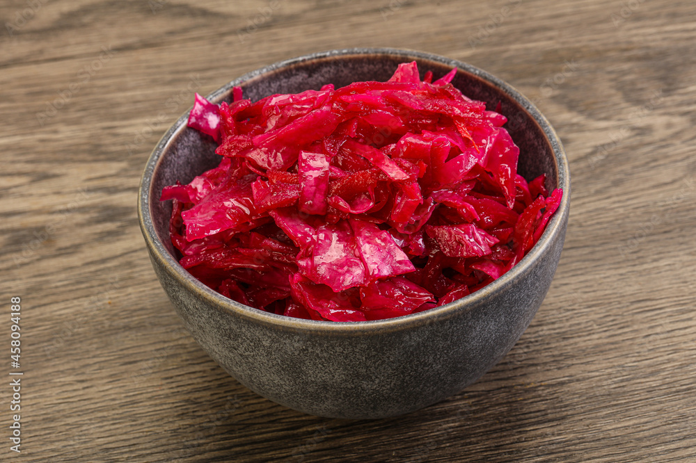 Marinated red cabbage in the bowl Marinated red cabbage in the bowl
