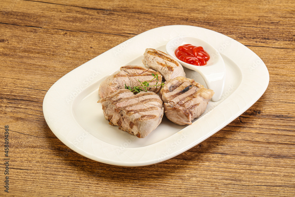 Grilled pork tenderlion with tomato sauce Grilled pork tenderlion with tomato sauce