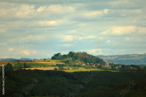 panorama, widok na małe rolnicze miasteczko