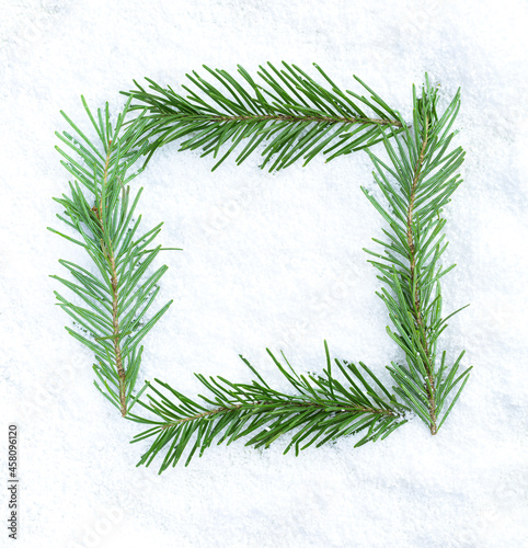 Spruce branches in a square. Christmas background. © Nizoli