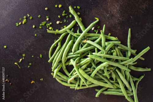 green beans fresh organic product meal snack on the table copy space food background rustic veggie vegan or vegetarian food photo