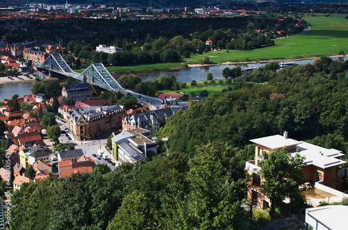 View of Loschwitz Bridge in Dresden, Germany