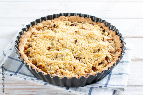 Apple pie with caramel. Homemade apple tart