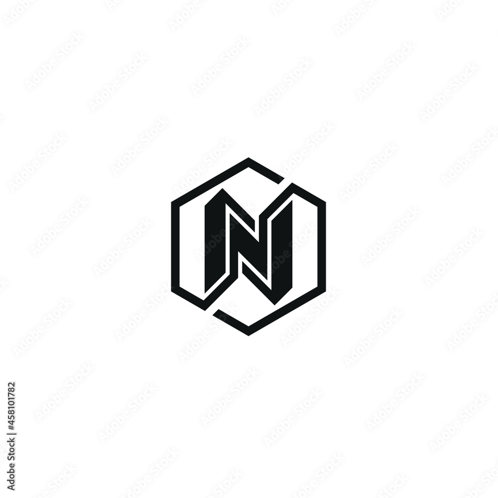 Initials N Vector Logo Design with Hexagon Style Initials N Vector Logo Design with Hexagon Style