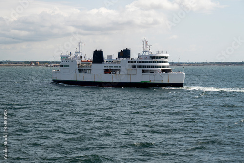 Modern ferry in traffic over the sea.