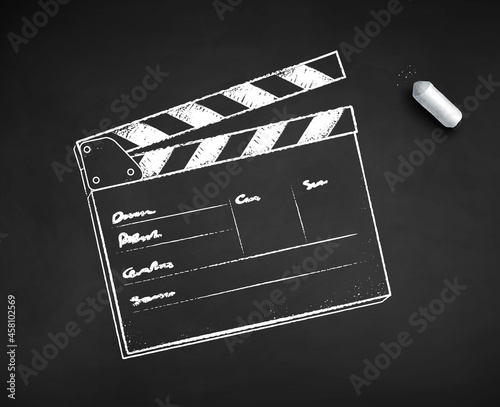 Vector chalk drawn illustration of clapperboard