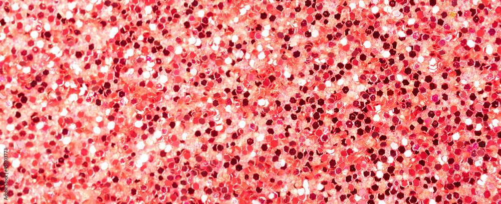 Crimson glitter texture, banner macro photo, high detailed surface. Close-up to sandpapper, abstract glitter lights for holiday celebration, new year and christmas. Glowing effect concept Crimson glitter texture, banner macro photo, high detailed surface. Close-up to sandpapper, abstract glitter lights for holiday celebration, new year and christmas. Glowing effect concept