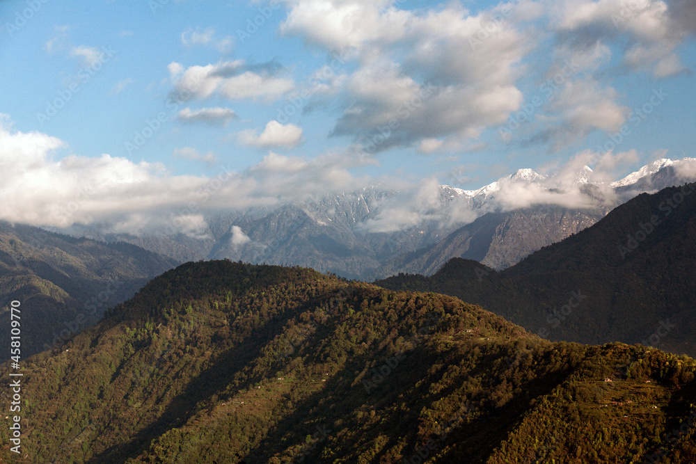 Panoramic view on Himalayan mountains
