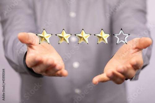 pushing flat button five rating stars