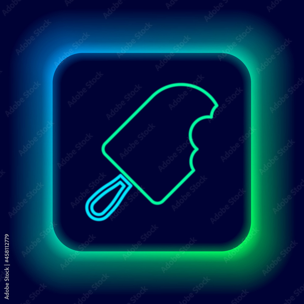 Glowing neon line Ice cream icon isolated on black background. Sweet symbol. Colorful outline concept. Vector Glowing neon line Ice cream icon isolated on black background. Sweet symbol. Colorful outline concept. Vector