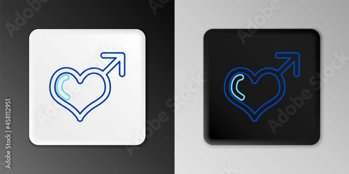 Line Male gender symbol and heart icon isolated on grey background. Colorful outline concept. Vector