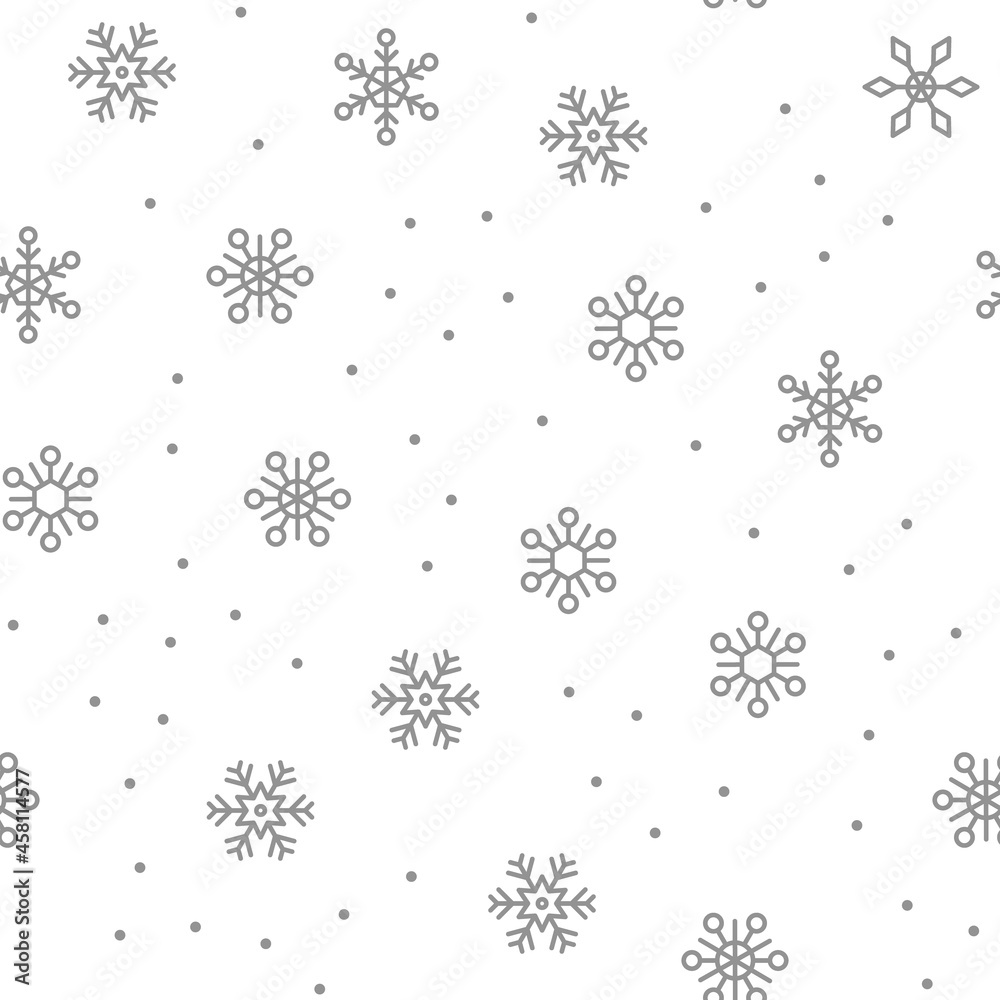 Snowflakes random seamless pattern. Winter and christmas background texture.