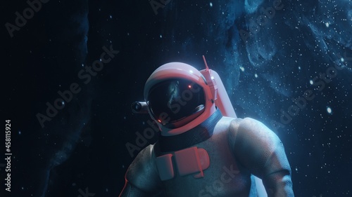 Fototapeta Naklejka Na Ścianę i Meble -  Futuristic astronaut concept. Astronaut in outer space. Cosmic science fiction wallpaper. Beauty of deep space. Billions of galaxies in the universe. 