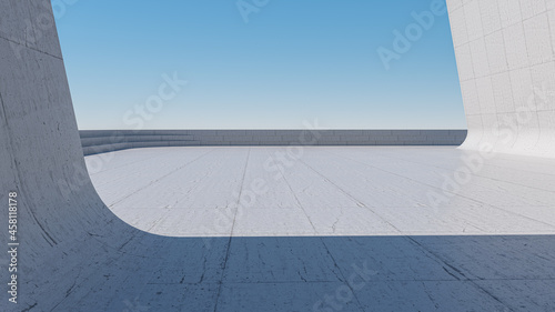 Empty floor in abstract modern environment. 3D illustration. 3D rendering.