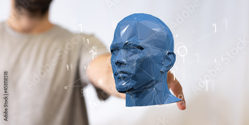 Human head cyber mind digit...