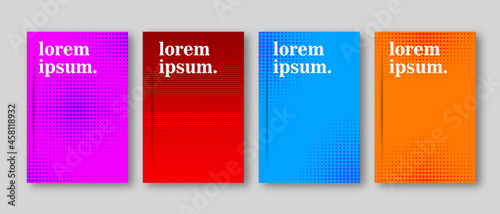 Minimalistic cover design templates. Dot halftone gradient effect, flat modern abstract design.