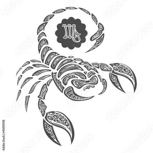 Scorpion Drawn in Zentangle Style