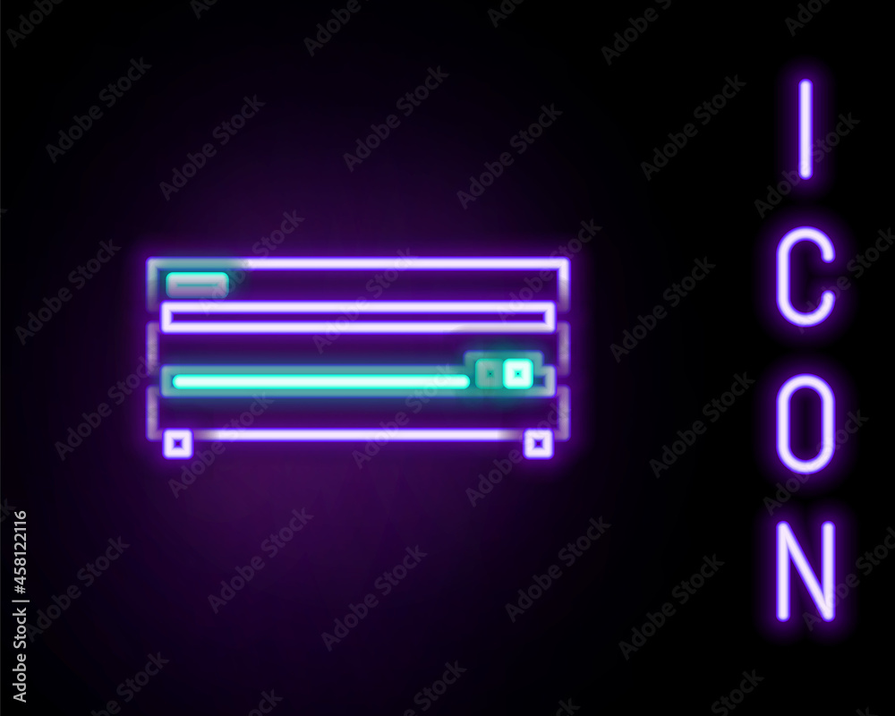 Glowing neon line Video game console icon isolated on black background. Colorful outline concept. Vector Glowing neon line Video game console icon isolated on black background. Colorful outline concept. Vector