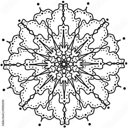 Ornamental round floral pattern, circle lace background