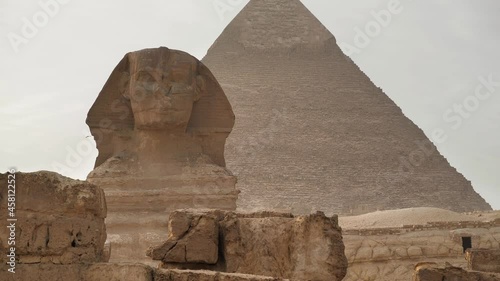 great sphinx of giza and pyramid of khafre near cairo egypt