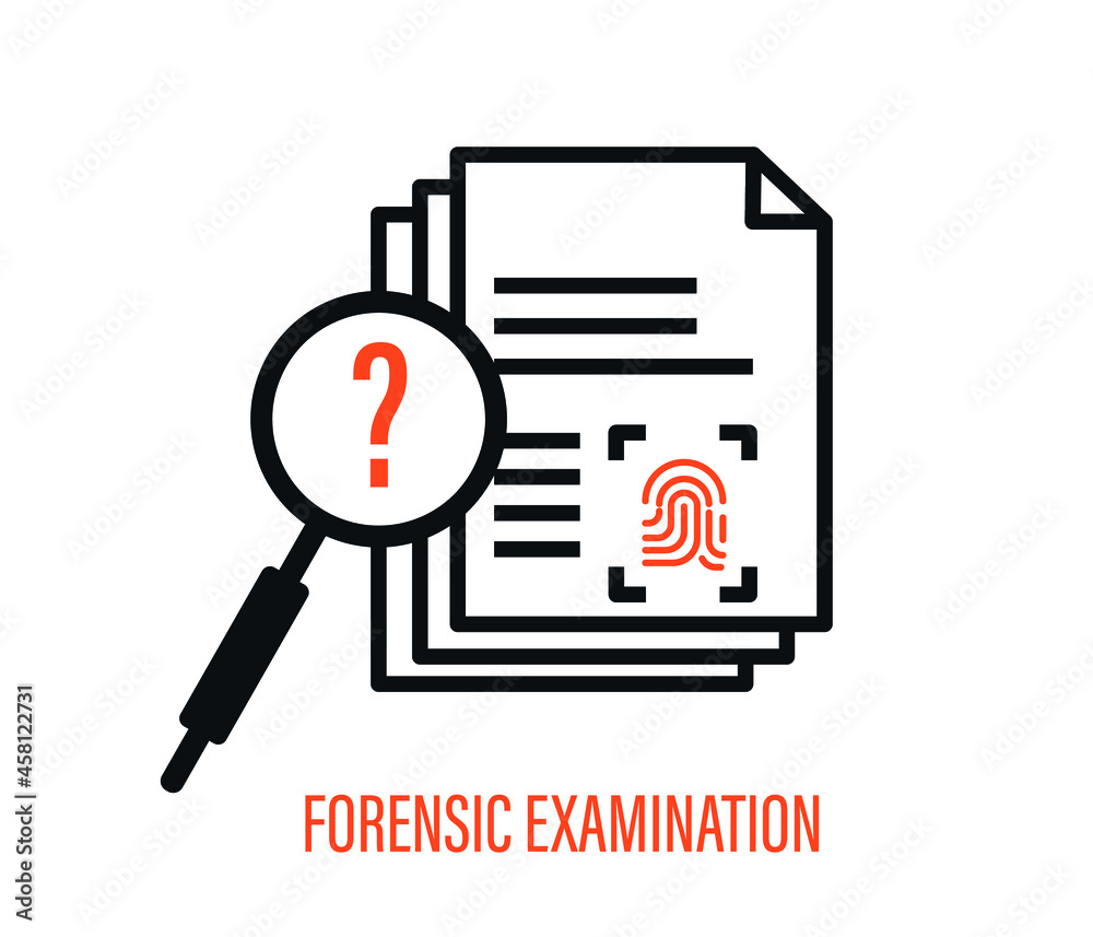 Evidence thin line icon. Magnifier on fingerprint. Vector illustration. Evidence thin line icon. Magnifier on fingerprint. Vector illustration.