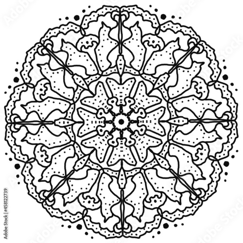 Ornamental round floral pattern, circle lace background