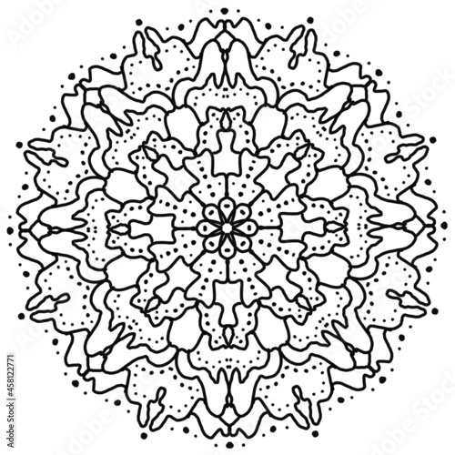 Ornamental round floral pattern, circle lace background