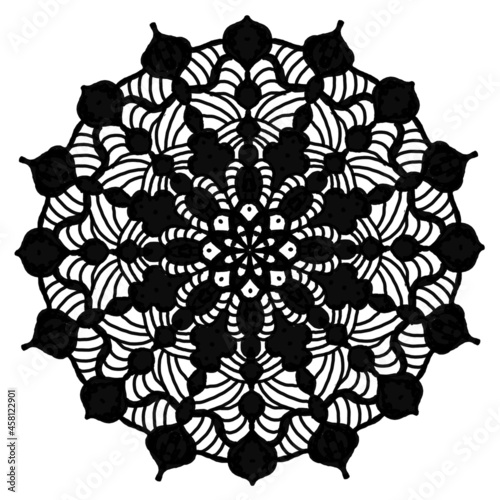 Ornamental round floral pattern, circle lace background