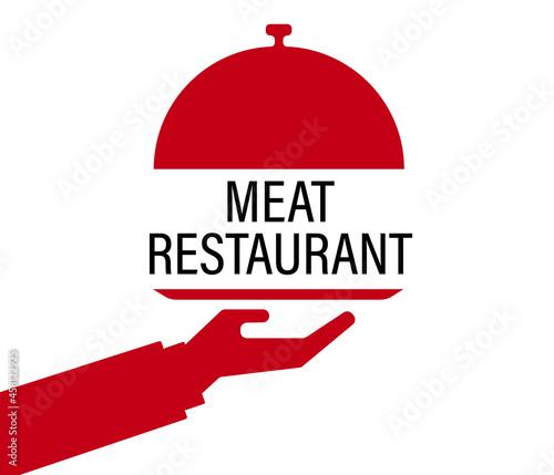 meat restaurant icon. service icon. Food Serving Tray Plate. Simple flat vector.
