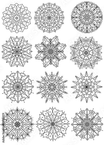 Ornamental round floral pattern, circle lace background