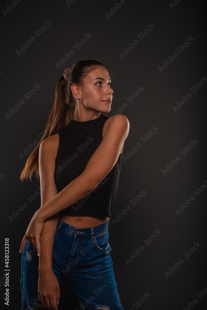 Posing in studio while making a movment Posing in studio while making a movment