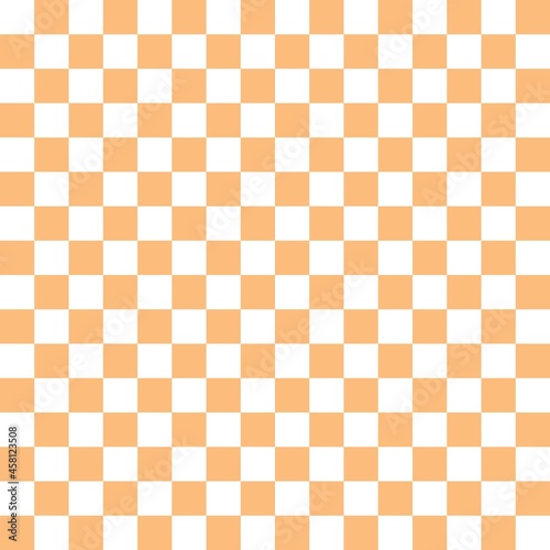 White and orange checkerboard pattern background. Check pattern designs for decorating wallpaper. Vector background.